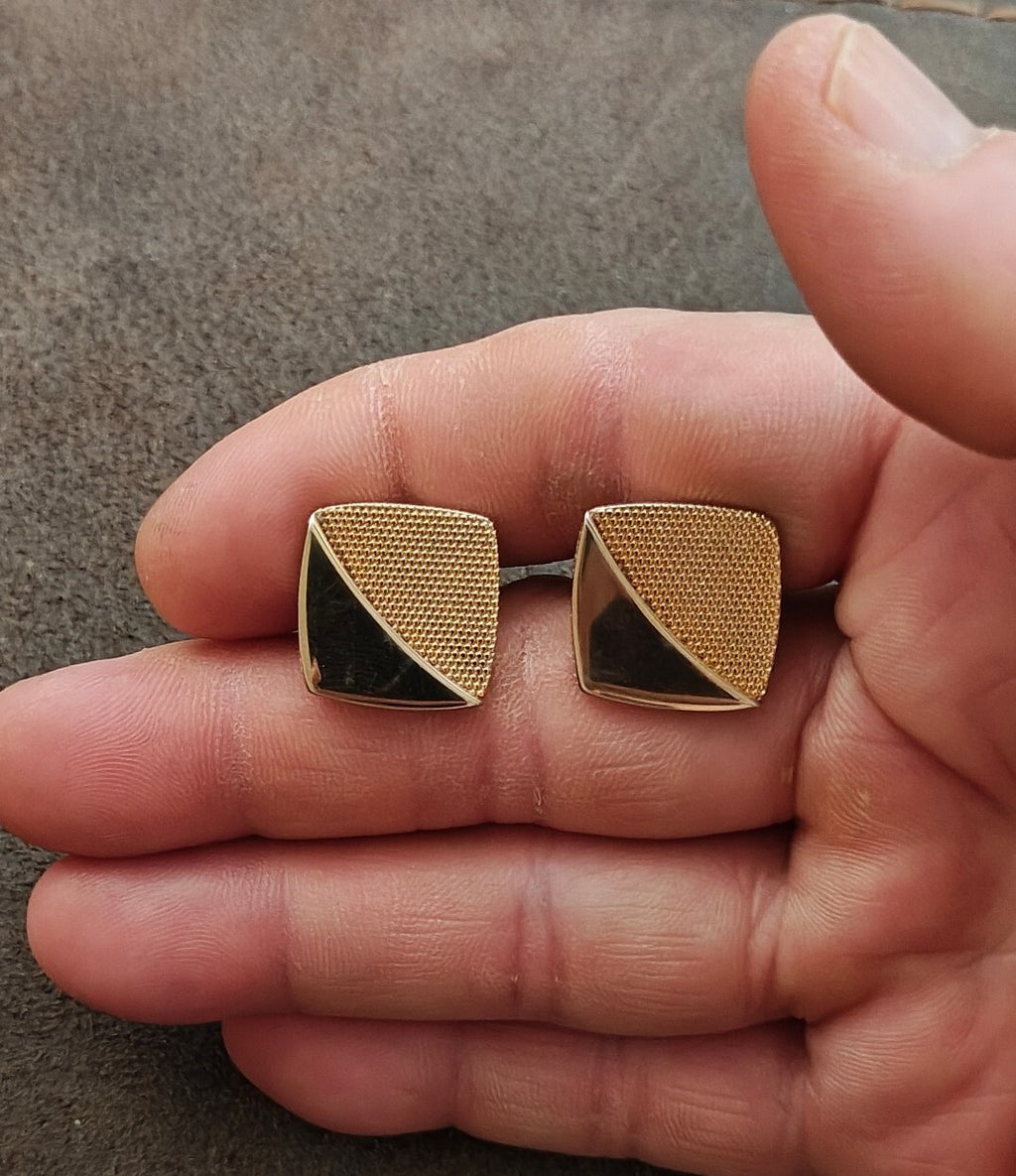 1950s/60s Swank Gold Tone Square Geometric Cufflinks