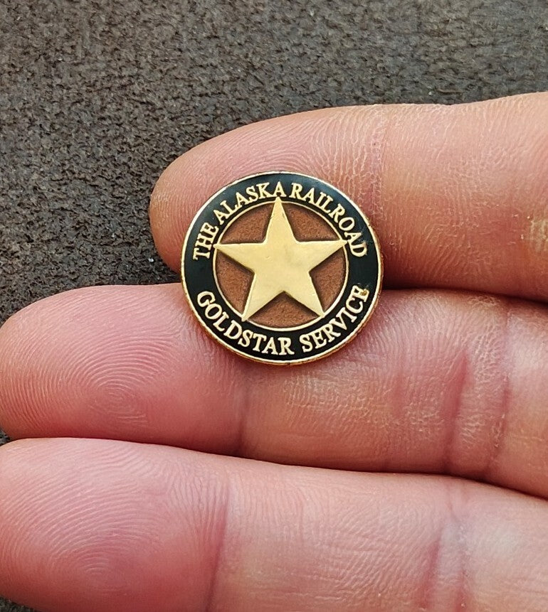 Alaska Railroad Goldstar Service Gold Tone Enamel Pin