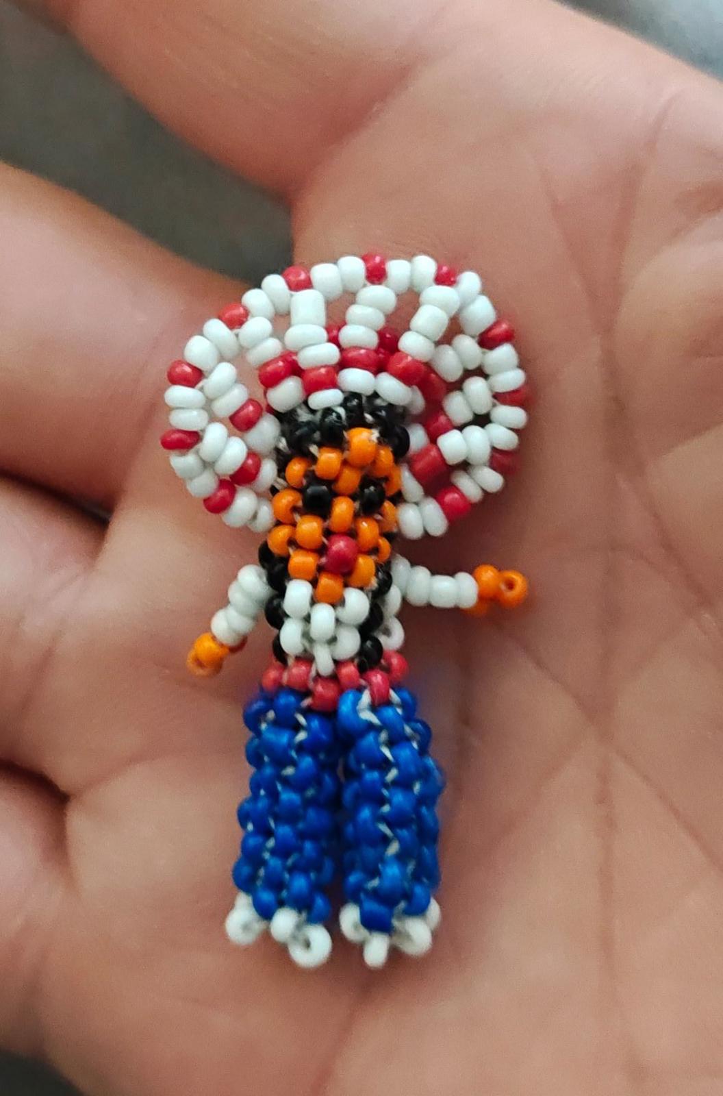 1960s/70s Handcrafted  Native American Seed Bead Figure Brooch