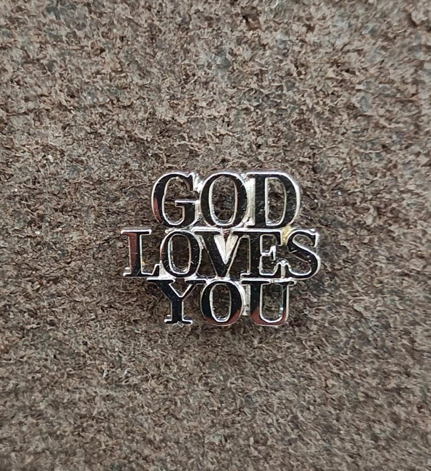 1970s Vintage Sterling Silver Tiffany & Co. "God Loves You" Pin