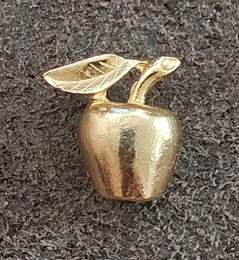 1980s Gold Tone 3D Apple Pin