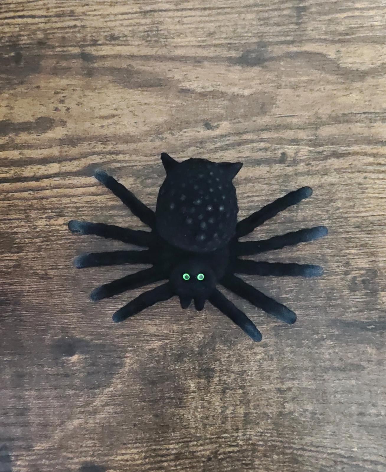 1960s Flocked Spooky Black Halloween Spider