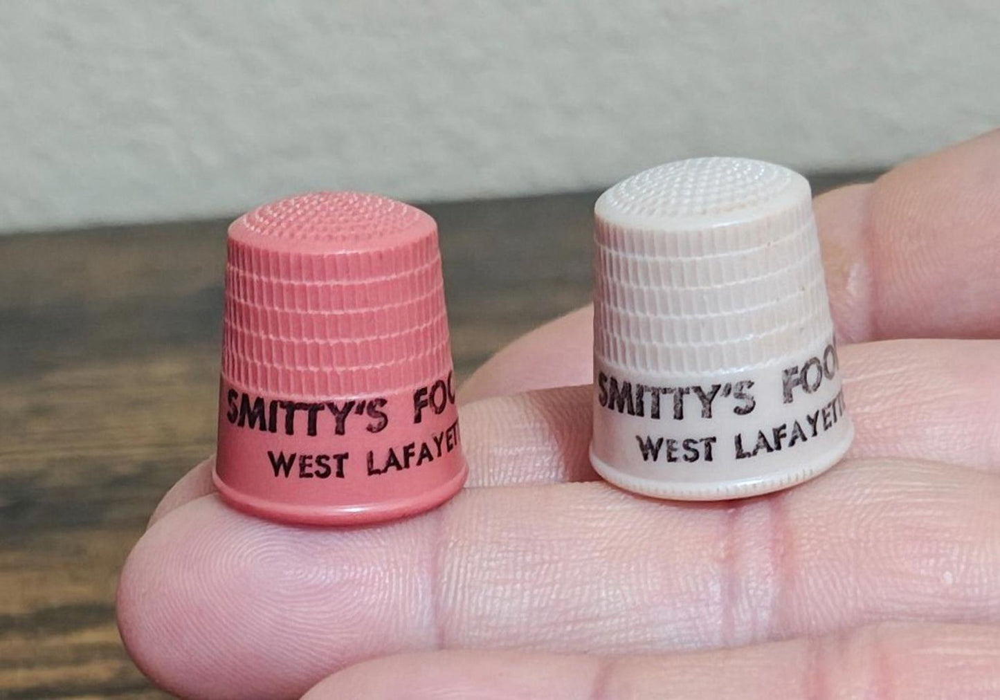 1960s Plastic Advertising Thimbles From Smitty's Foods in West Lafayette