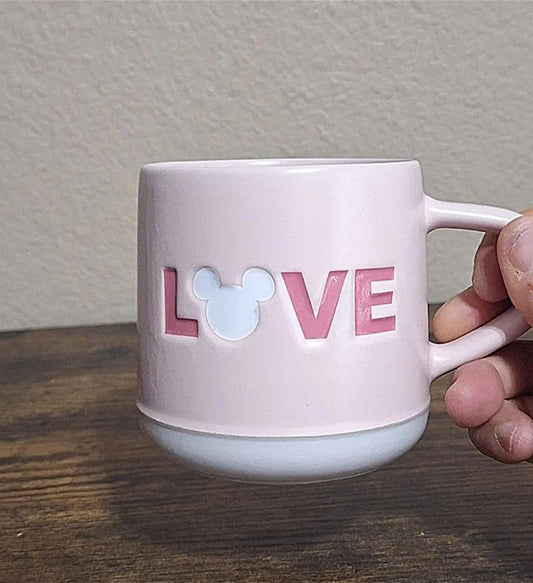 Pretty Disney Love Pink & White Stoneware Mug