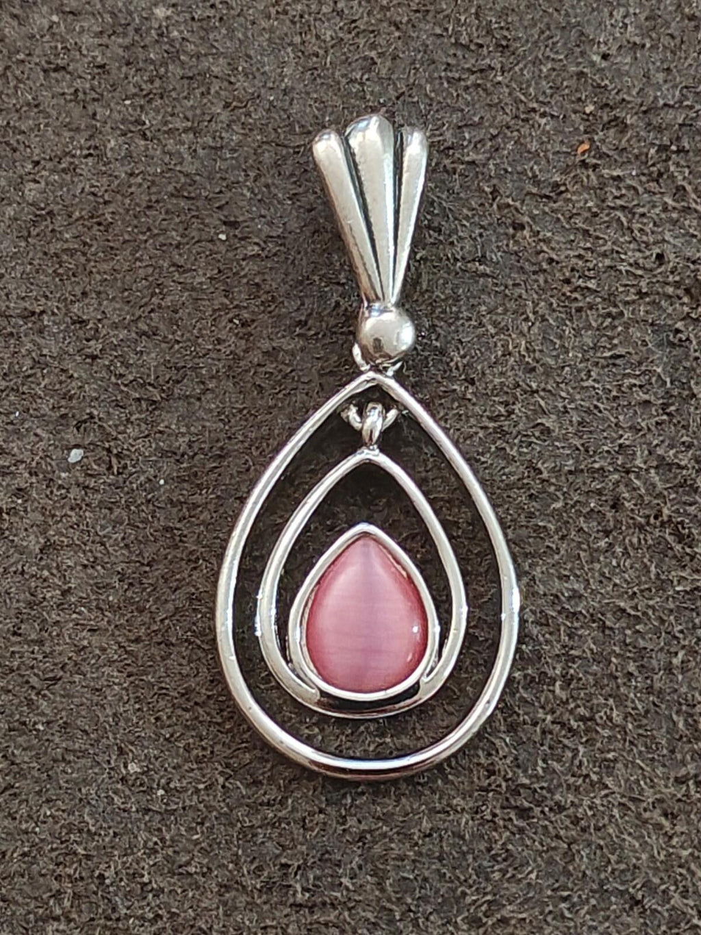2000s Silver Tone Lia Sophia "Cotton Candy" Teardrop Pendant