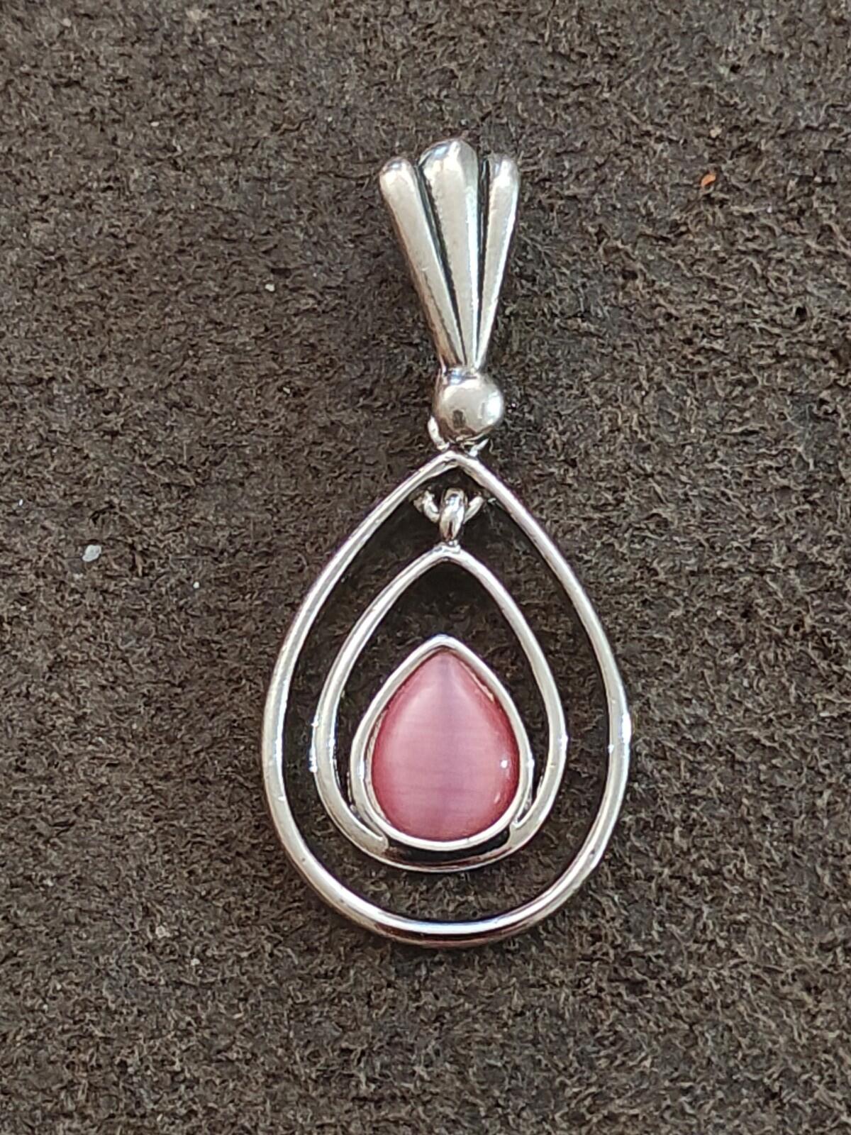 2000s Silver Tone Lia Sophia "Cotton Candy" Teardrop Pendant