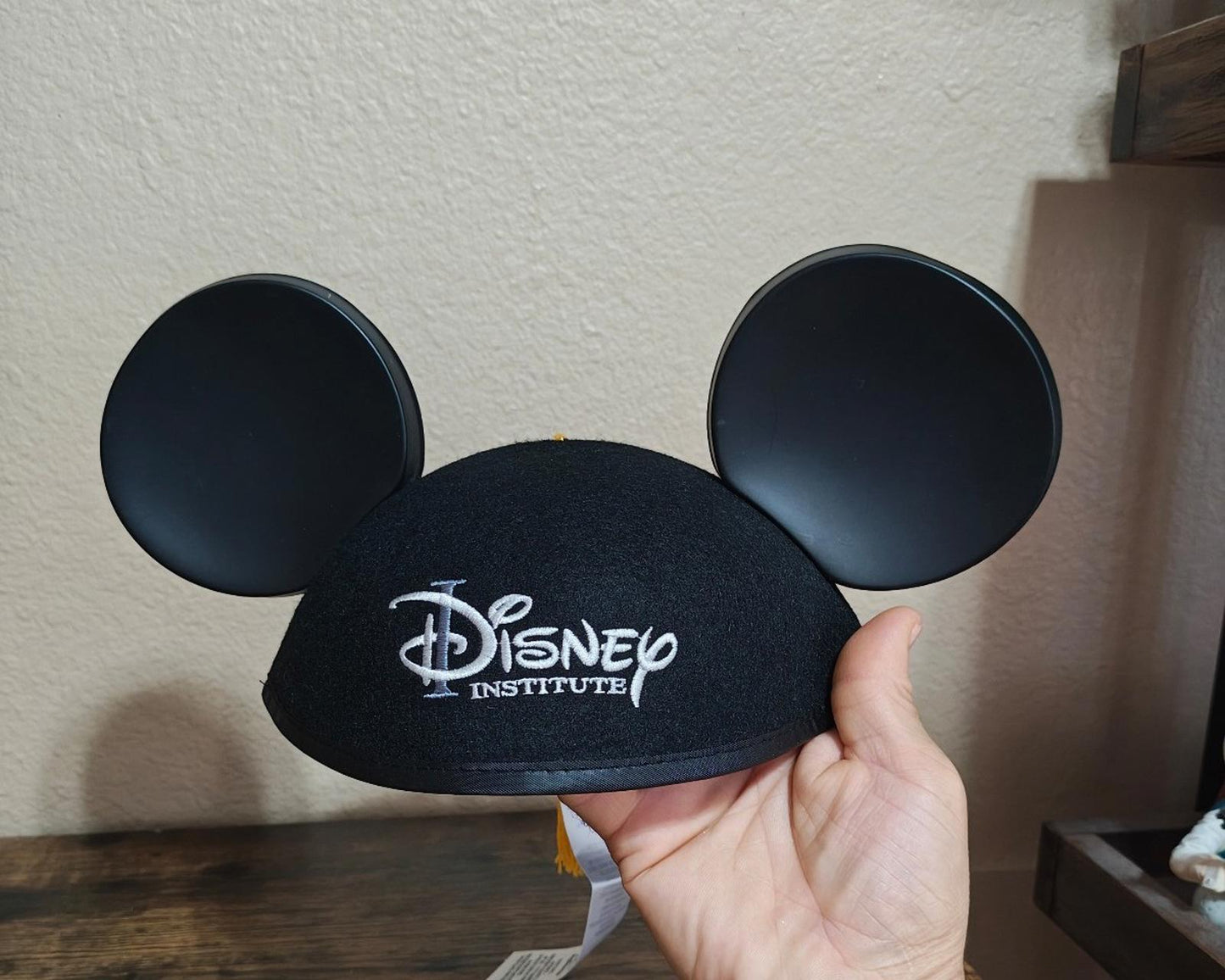 Cool Vintage 1990s Disney Institute Black & White Mickey Mouse Ear Hat.