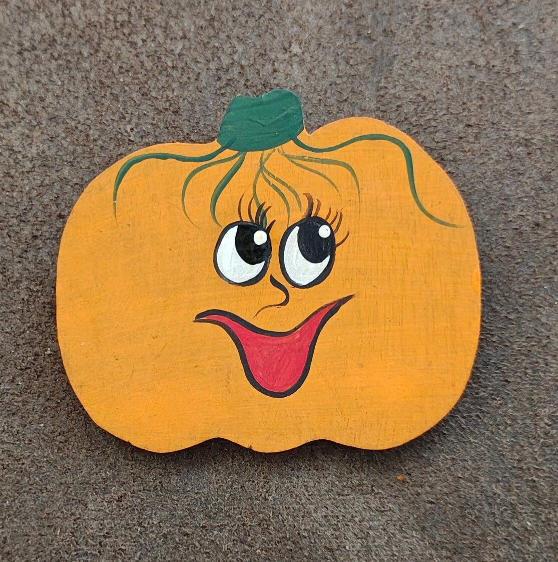 Super Cute Handmade/Handpainted Smiling Pumpkin Wooden Pin Brooch