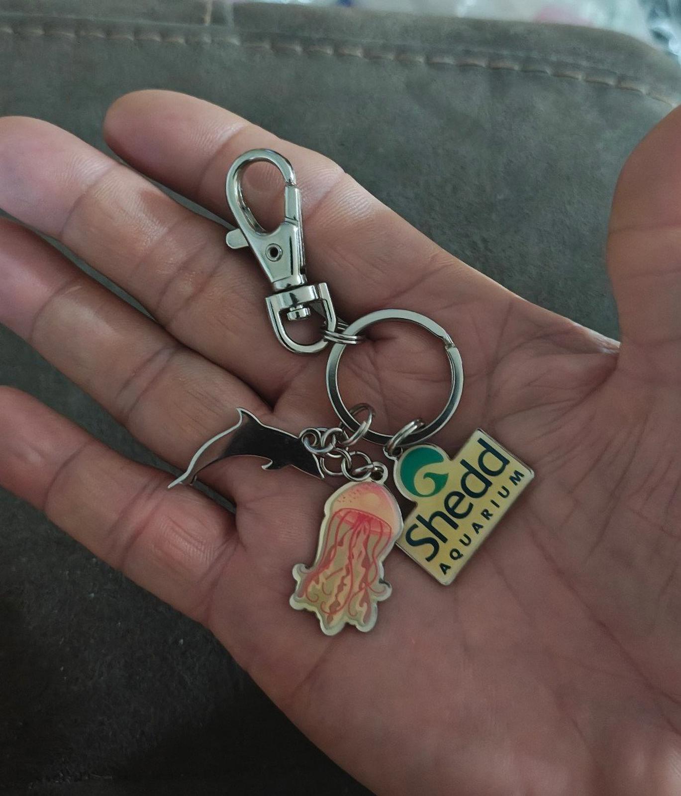 1990s Vintage Shedd Aquarium Chicago Jellyfish Nettles Dolphin Charms Keychain