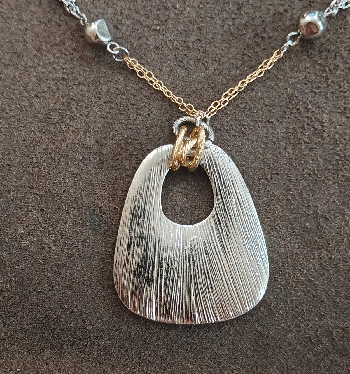 1980s Two Tone Statement Pendant Necklace