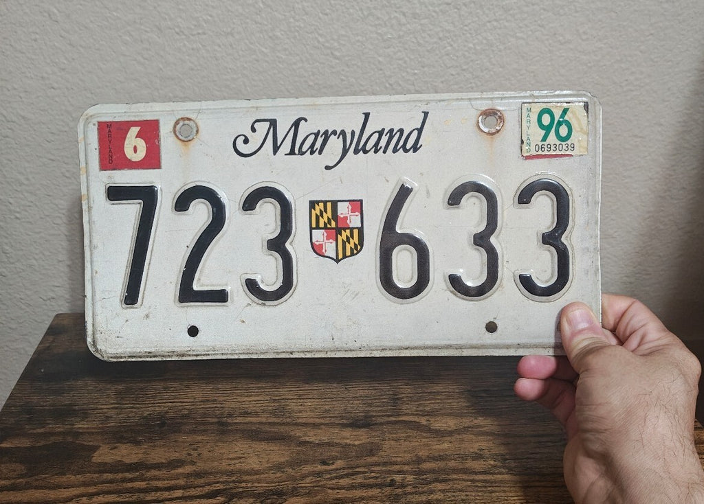 Maryland License Plate 1996 State Shield Emblem/Garage Decor