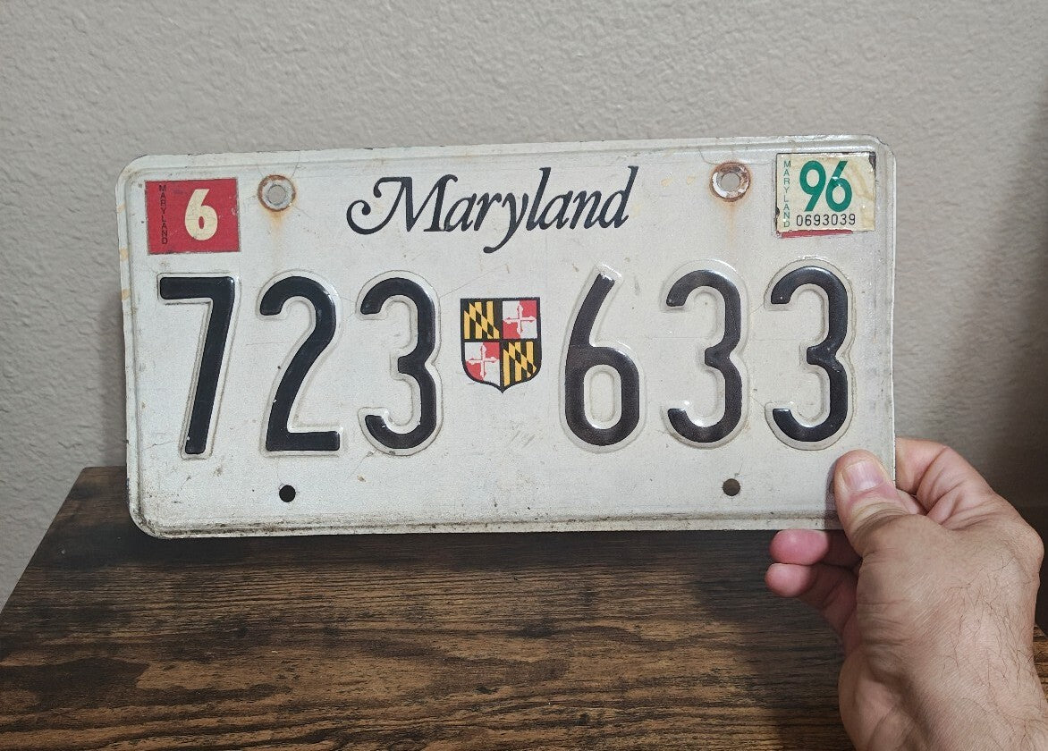 Maryland License Plate 1996 State Shield Emblem/Garage Decor