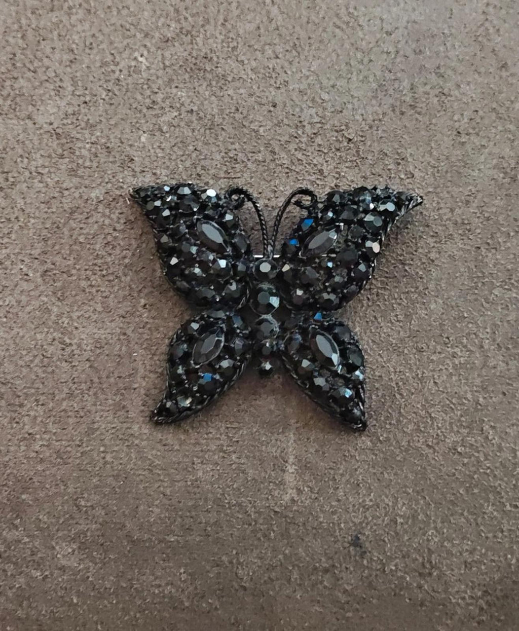 1950's Black Rhinestone Butterfly Brooch