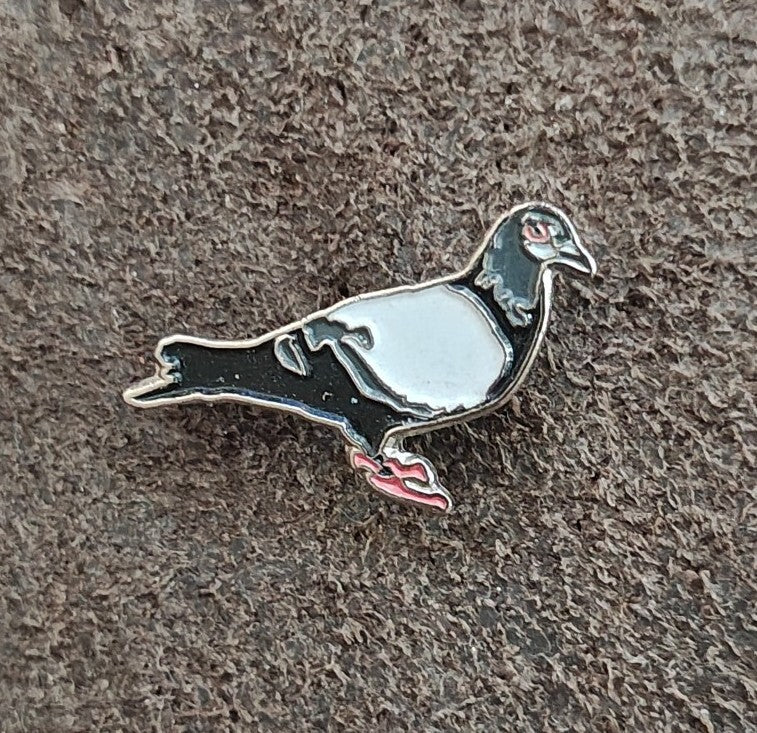 Miniature Pigeon Silver Tone Enamel Pin