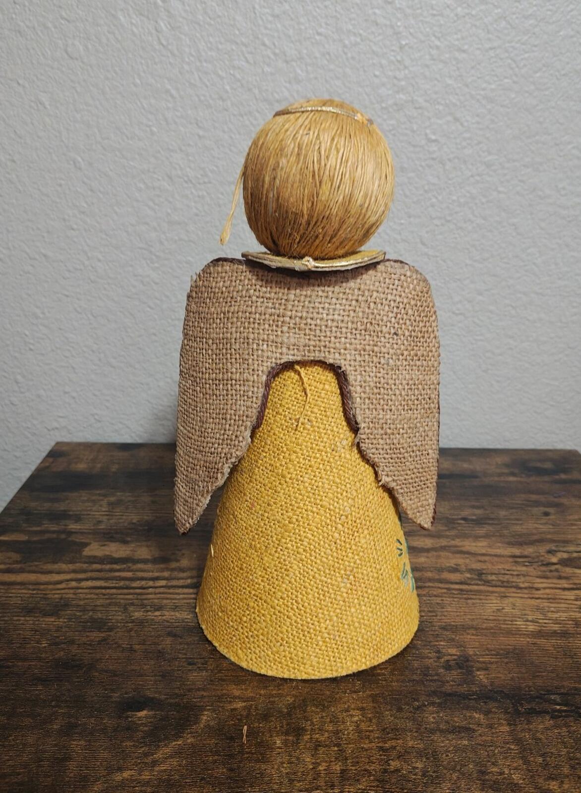1960s/70s Handcrafted Burlap & Jute Angel Figurine/Tree Topper