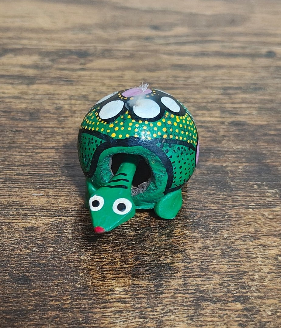 Hand-painted Mexican Folk Art Turtle Bobblehead Figurine