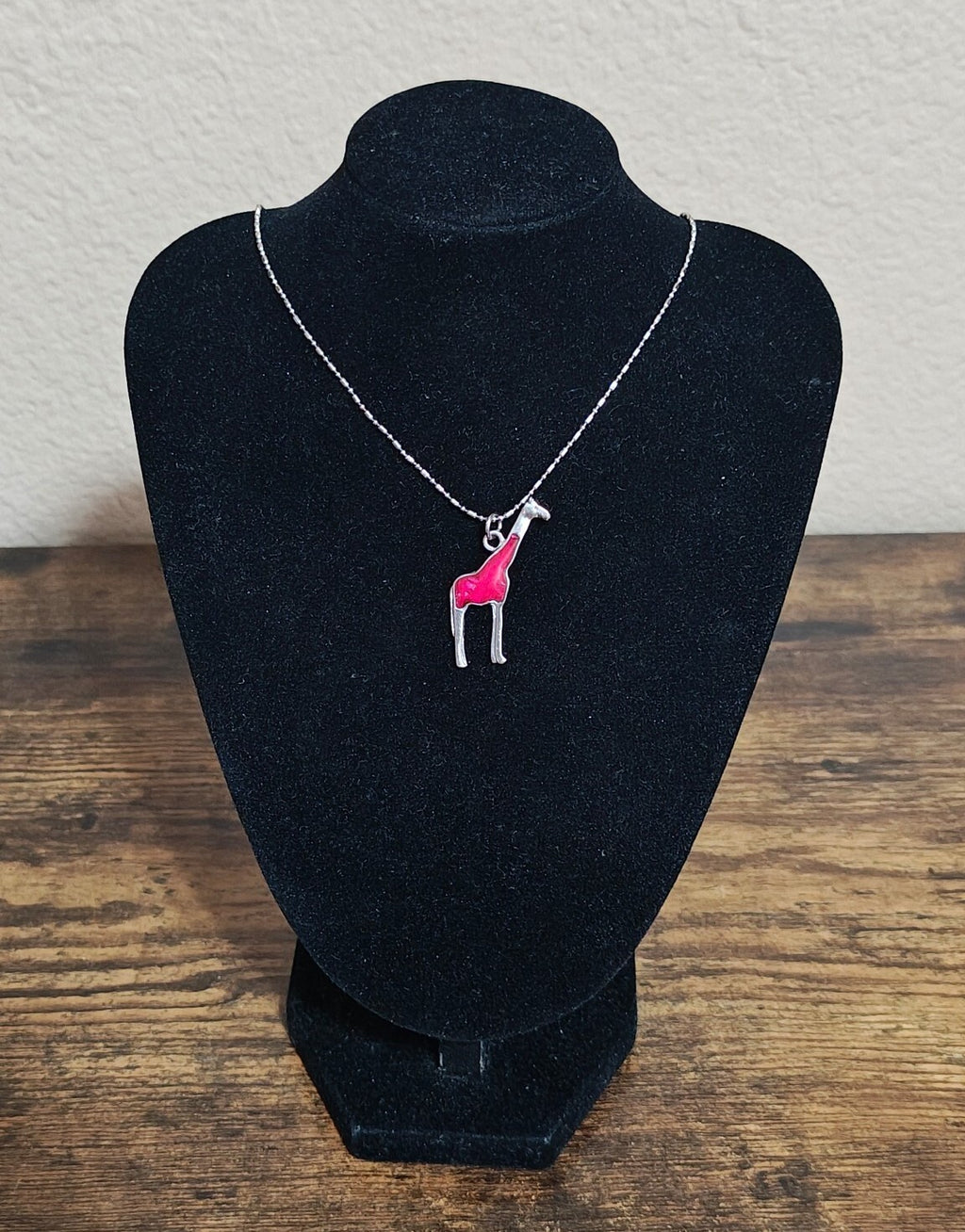 1970s Adult Jewels Brand Red Enamel Giraffe Pendant Necklace