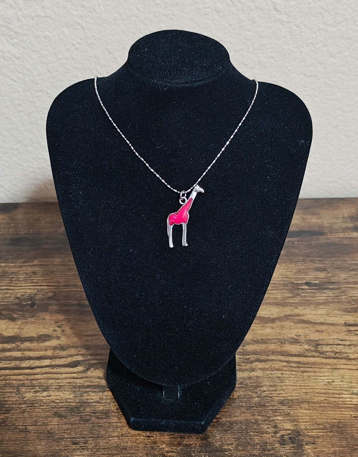 1970s Adult Jewels Brand Red Enamel Giraffe Pendant Necklace