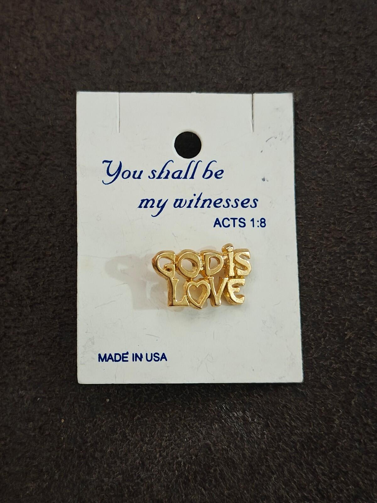1980s Christian "God Is Love" Gold Tone Pin