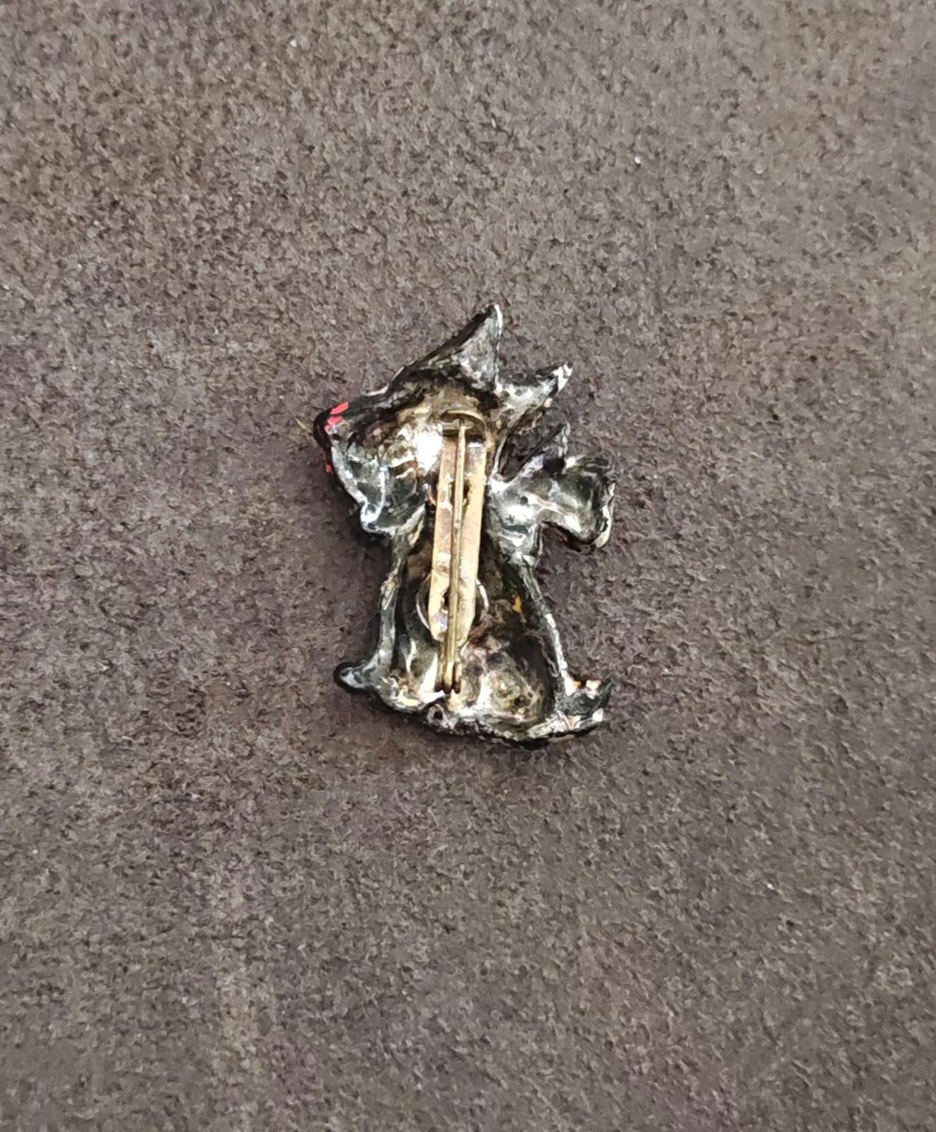1930s/40s Gold Tone Celluloid Scottie Dog Brooch