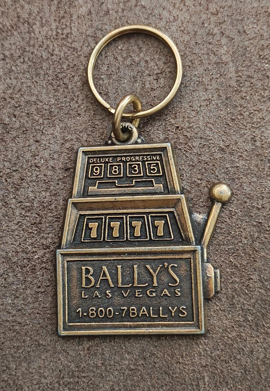 1990s Vintage Bally's Las Vegas Hotel and Casino Brass Slot Machine Keychain