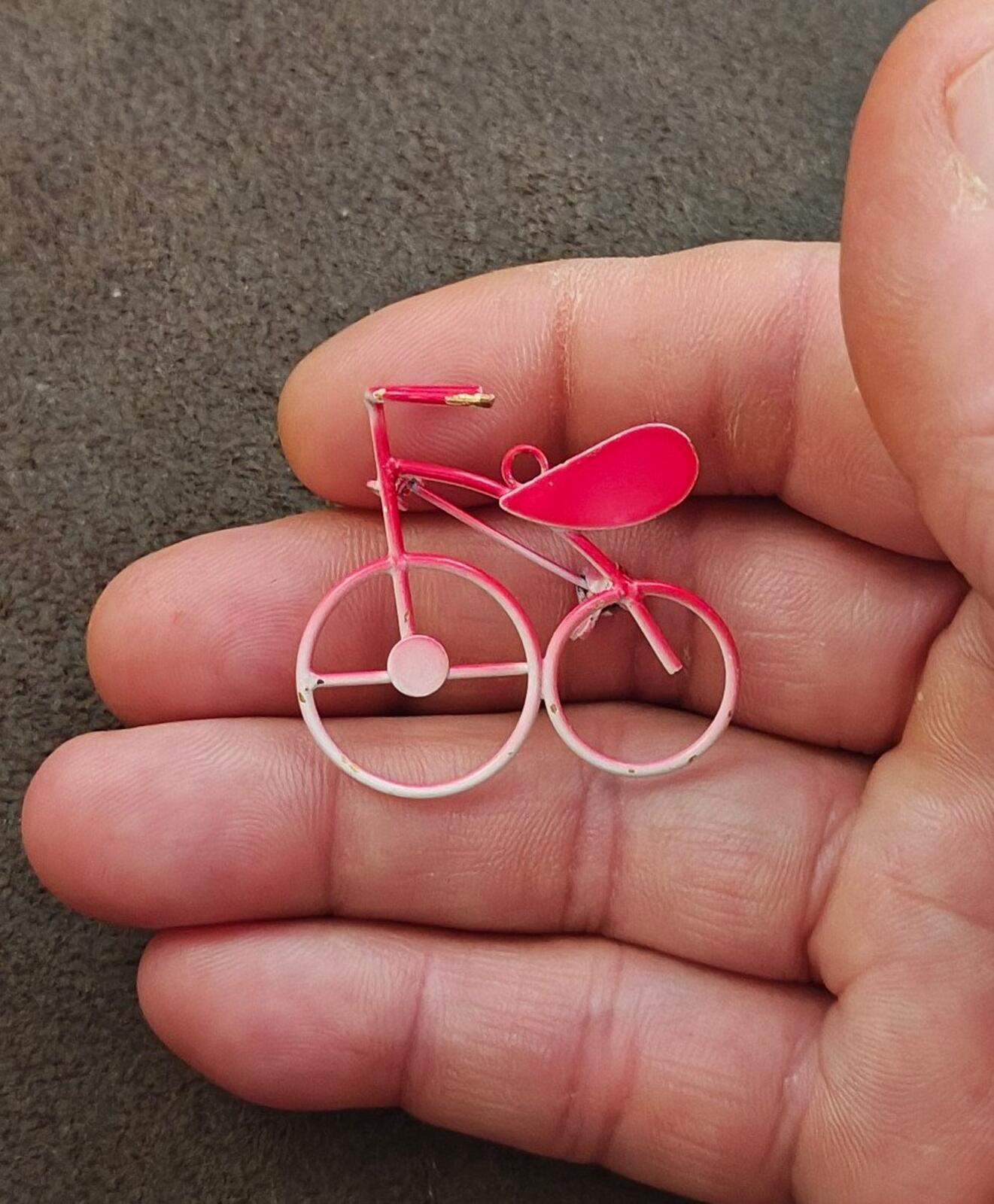 1980s Hot Pink Metal Bicycle Brooch & Pendant