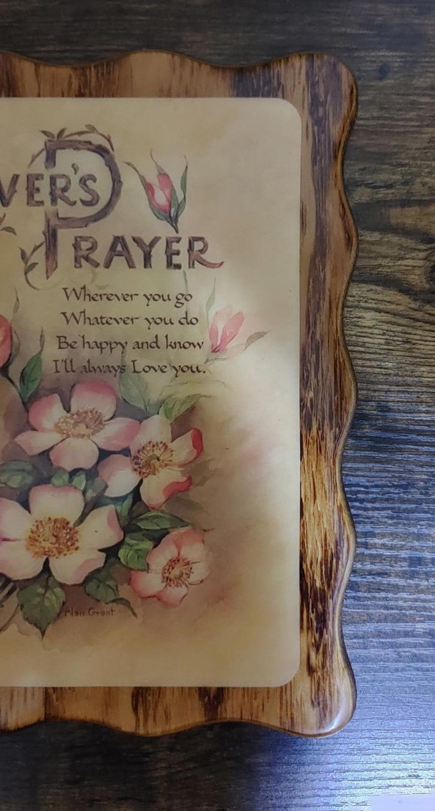 1970's Lover's Prayer Epoxy Coated Wood Wall Plaque