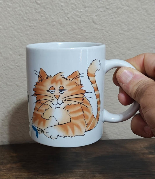 1980s Calico Cat White Mug