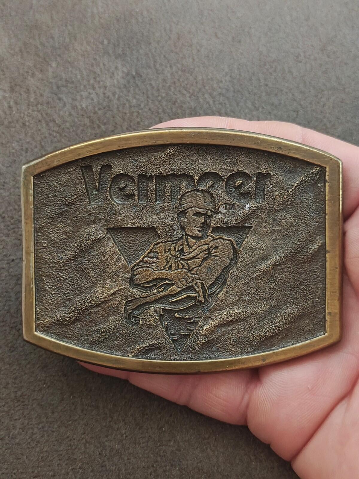 1970s/80s Vermeer Manufacturing Company Solid Brass Advertising Belt Buckle