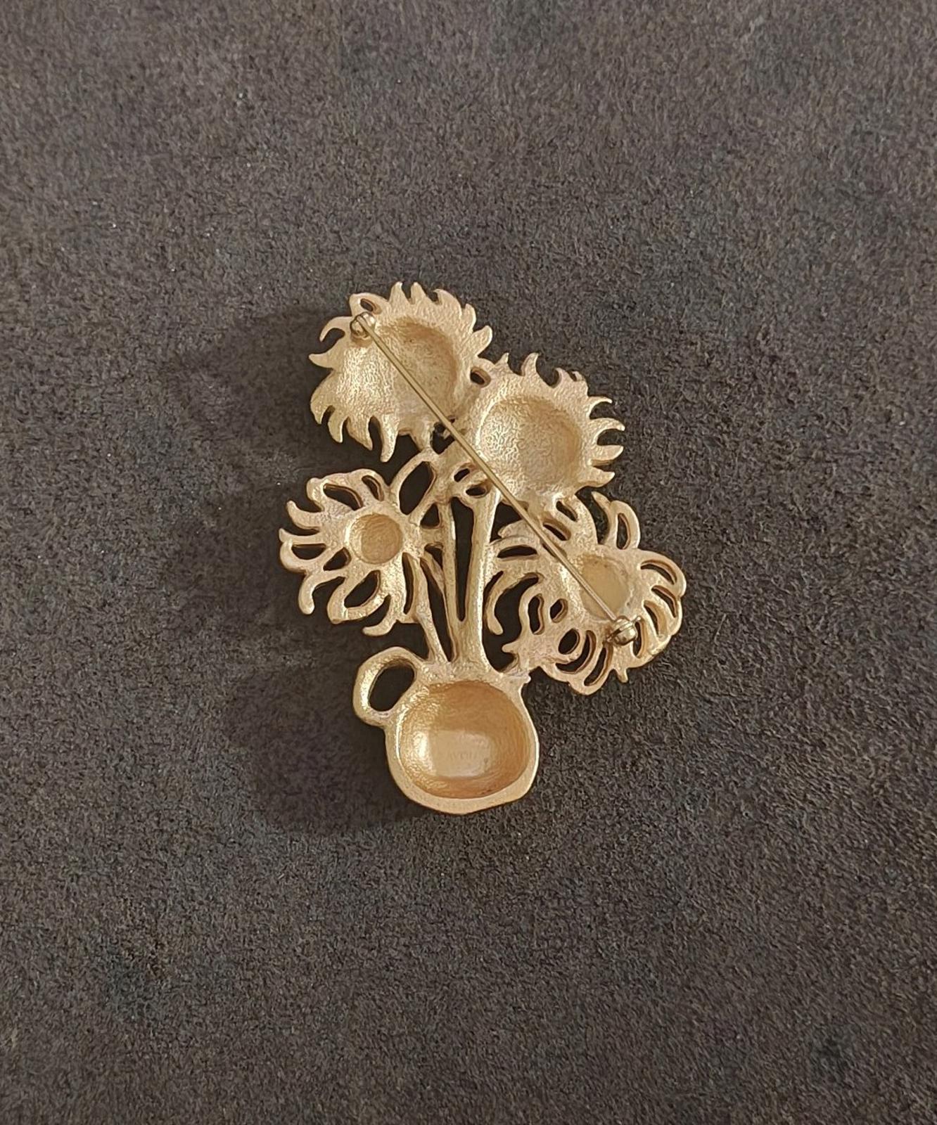 1970s Yves Saint Laurent for Avon Van Gogh's "Sunflowers" Painting Brooch