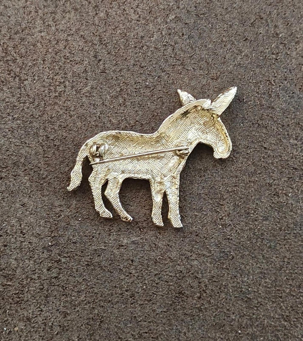 1950s/60s Vintage Dodds Donkey With Blue Rhinestones Gold Tone Brooch Pin