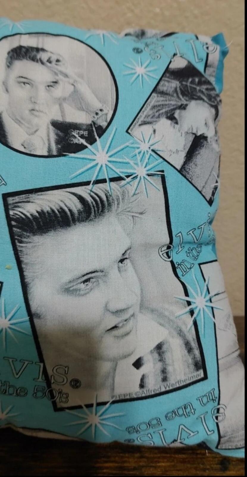Early 2000s Handmade 1950’s Elvis Small Throw Pillow