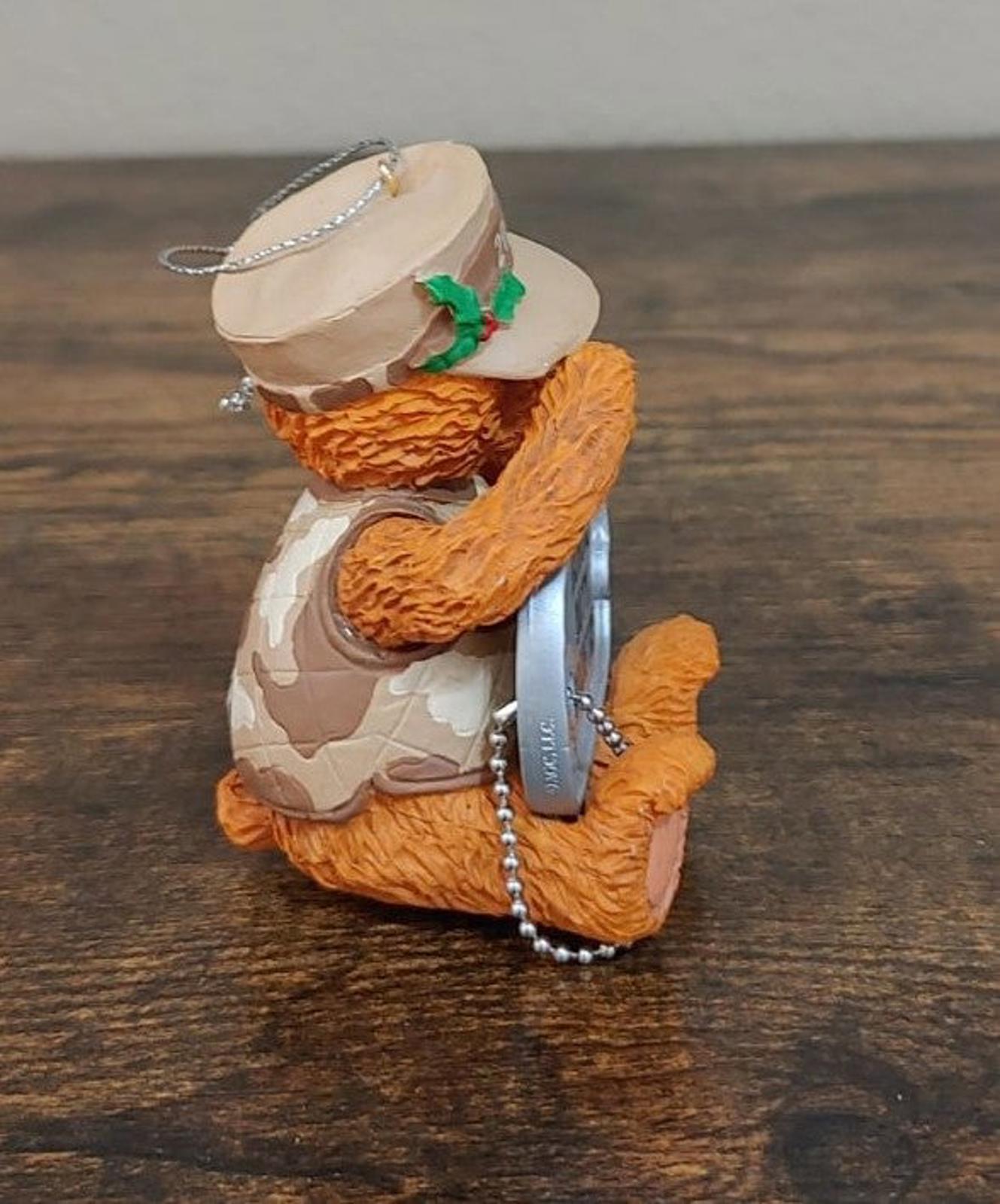 2009 Brown Bear with Dog Tag Honor Duty Country AGC Saluting Ornament