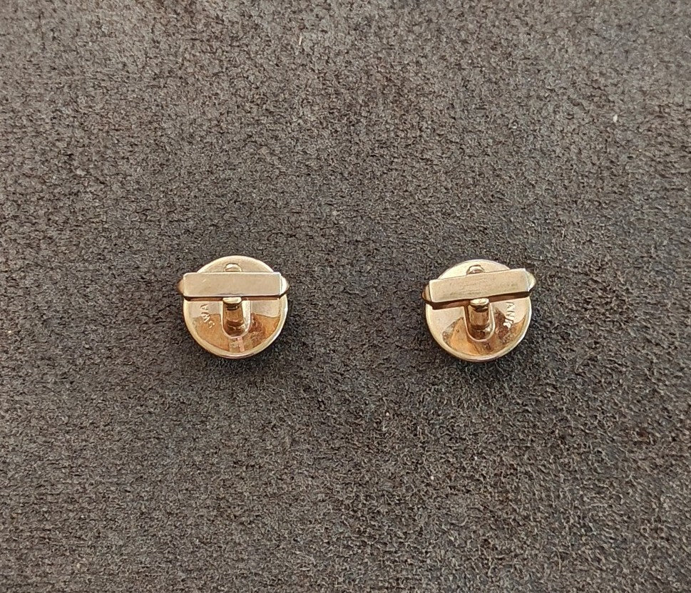 1950s/60s Swank Round Cobalt Blue Lucite Cabochon Gold Tone Cufflinks