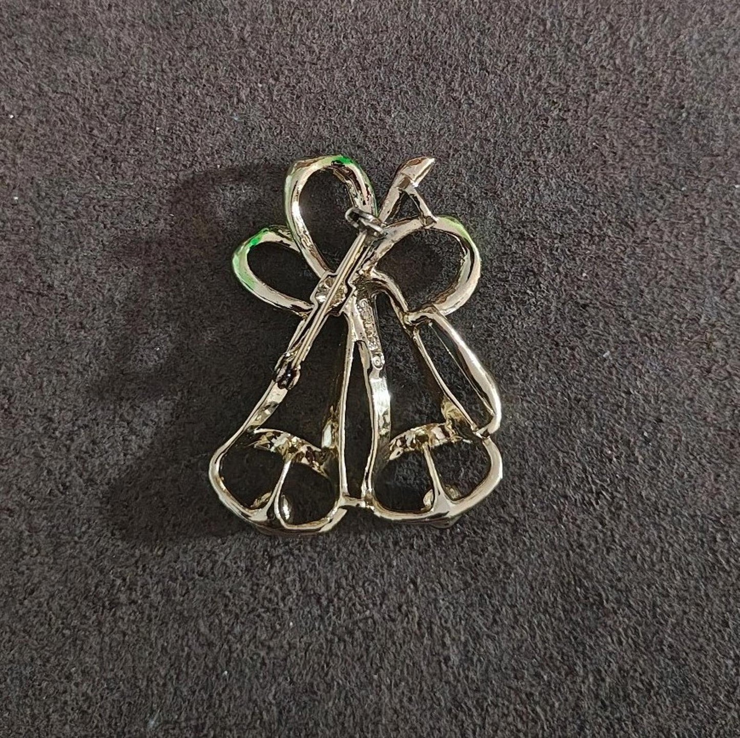 1960s Gerry's Christmas Bells Gold Tone Textured Brooch Pin