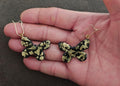 Handmade Black Polymer Clay Butterfly Earrings With Striking Gold Leaf Flakes