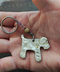 Silver Tone Handmade "I Love My Dog"  Dog Keychain With Bead Accents