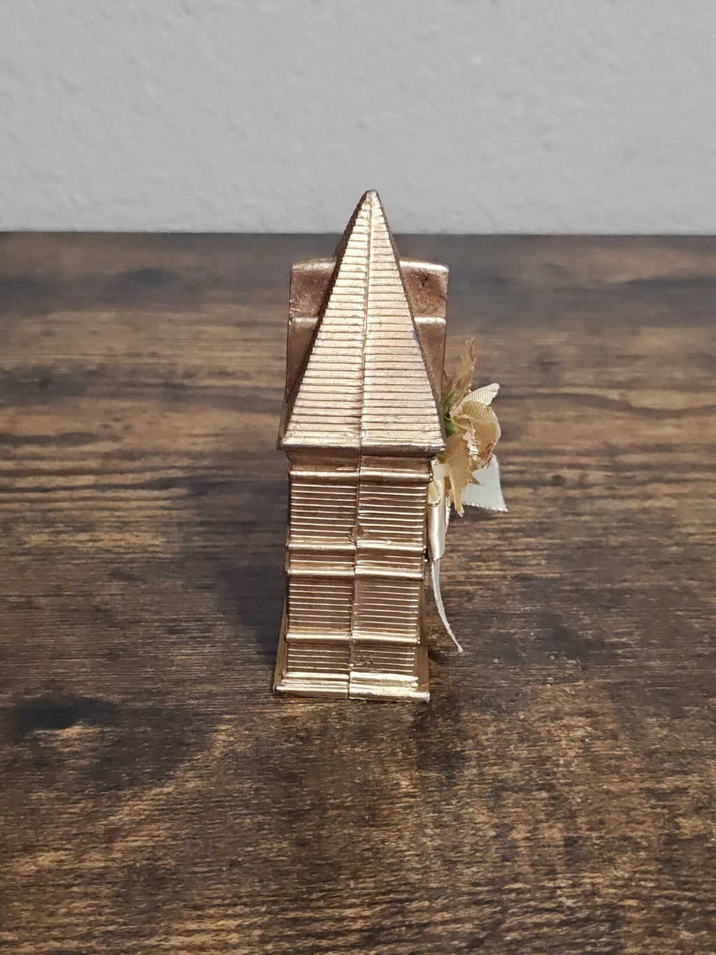 1980s Molded Gold Tone Plastic Victorian Style House Ornament