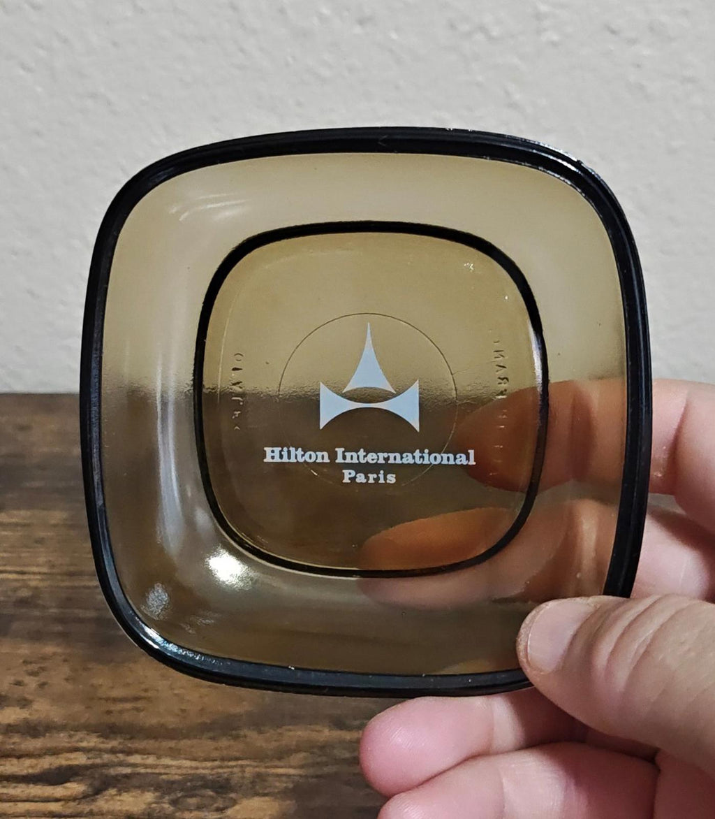 1964 Hilton International Paris Hotel Smoked Glass Ashtray