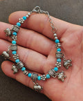 Bohemian Style Turquoise Beaded Elephant Charm Bracelet