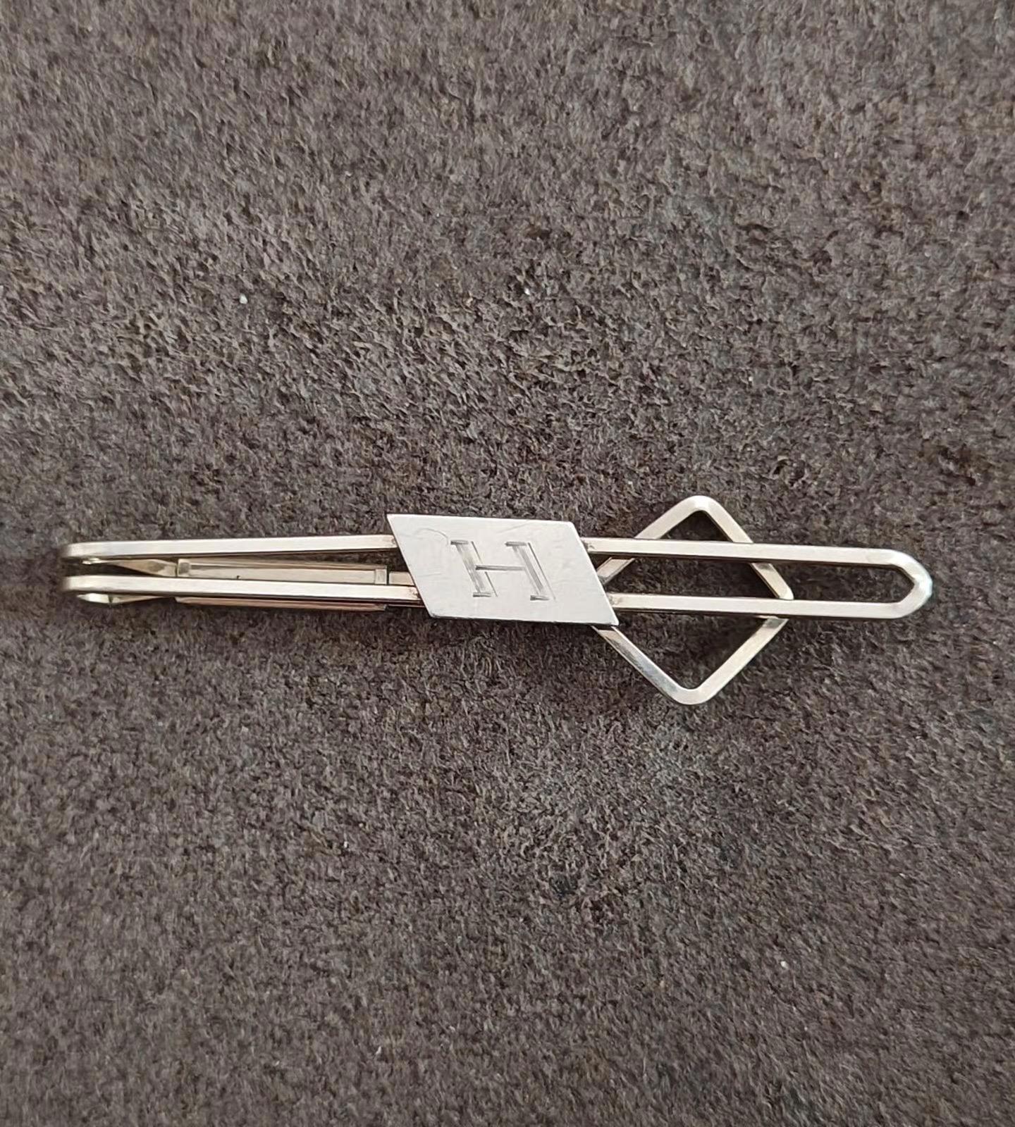1950s/60’s Initial H Silver Tone Tie Bar Clip