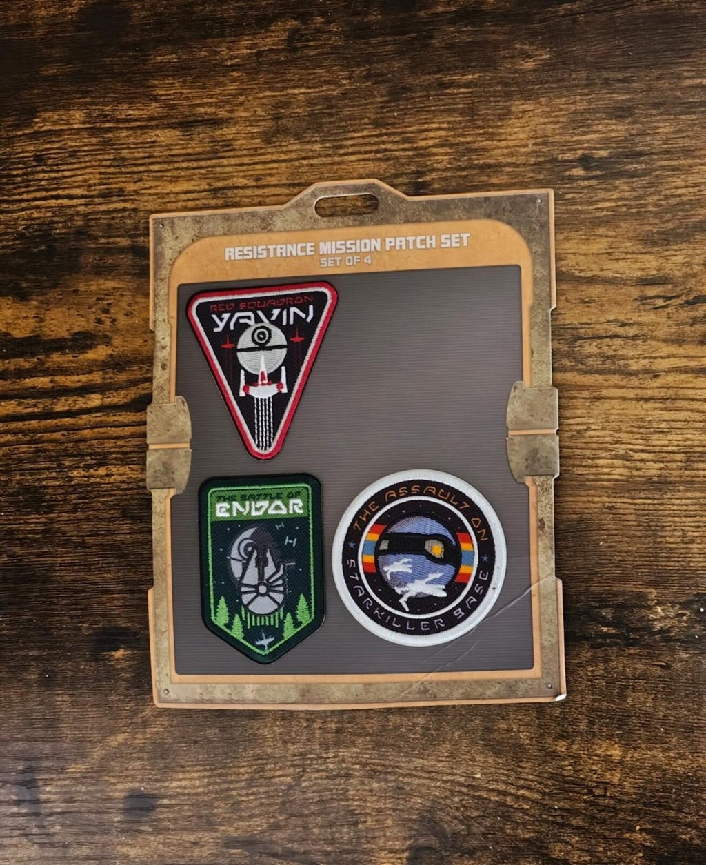 Resistance mission patch set package with triangle, green square, and round patches