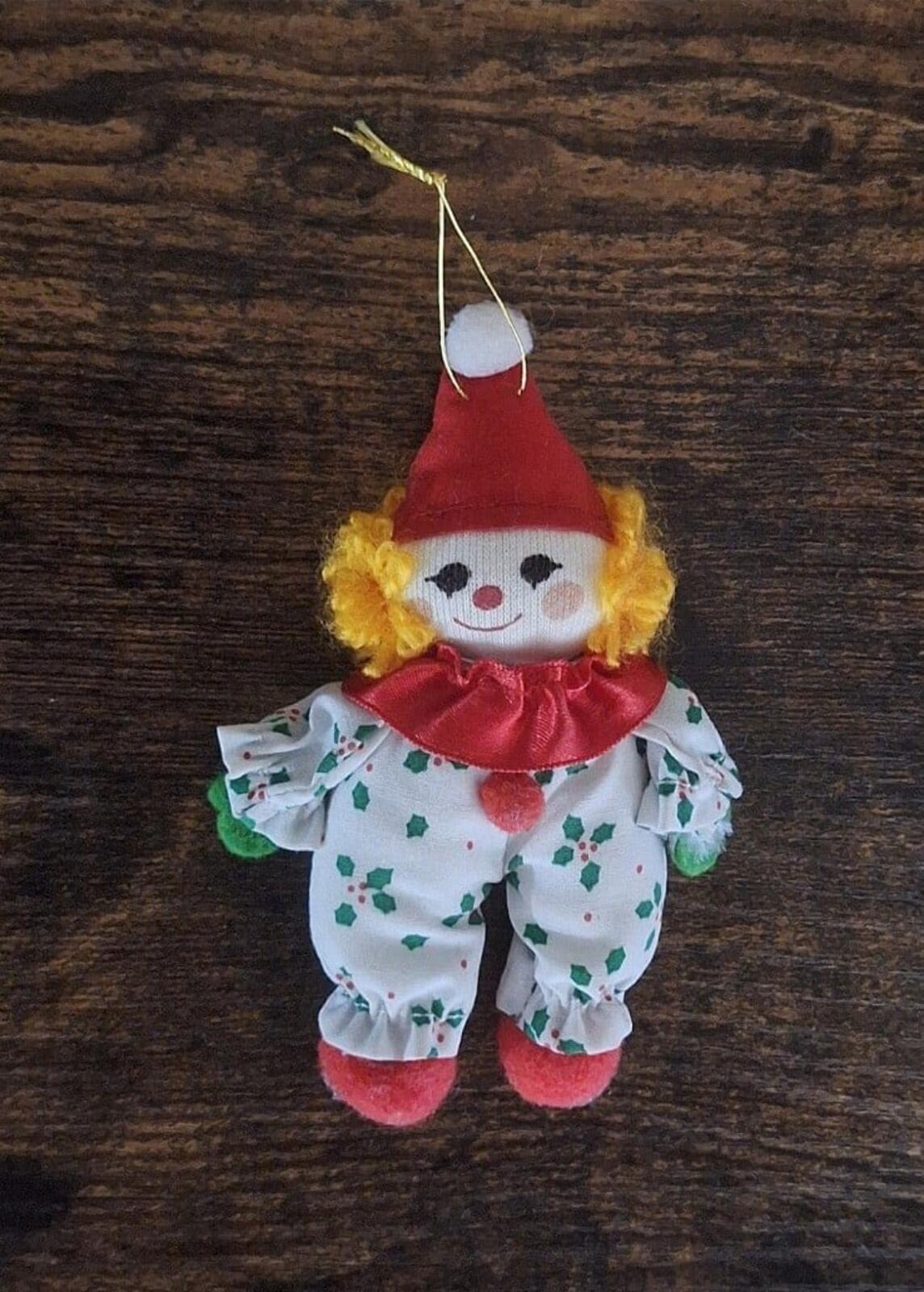 Set Of 1980s Soft Stuffed Circus Clowns/Clowns 4" Ornaments