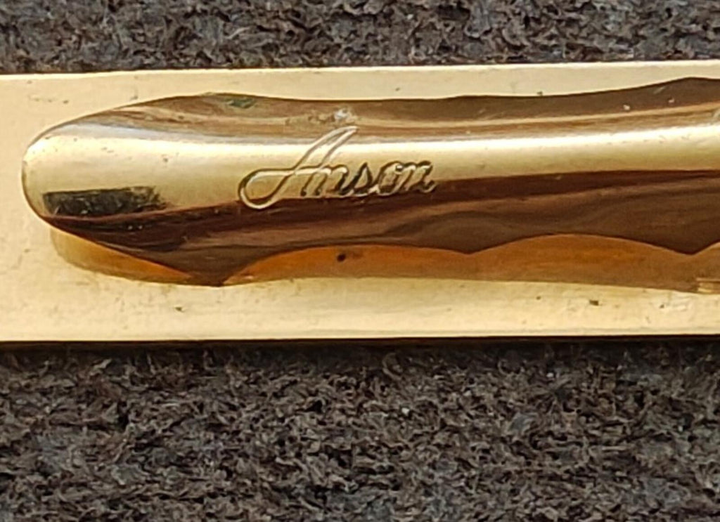 1950s Etched Textured Geometric Design Gold Tone Tie Bar/Tie Clip