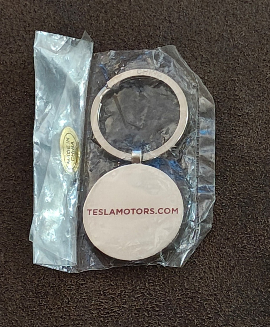 Tesla Logo Chrome & Black Background Keychain