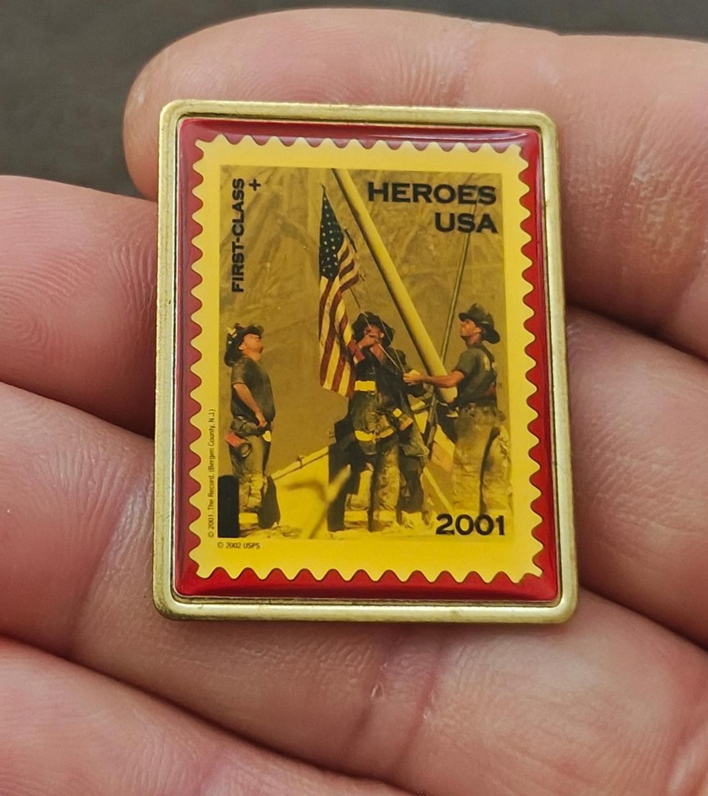 United States Postal Service "Heroes USA 2001" Commemorative Stamp Gold Tone Pin