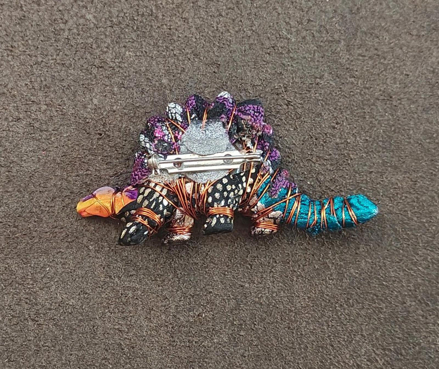Handcrafted Stegosaurus/Dinosaur Figurine Brooch