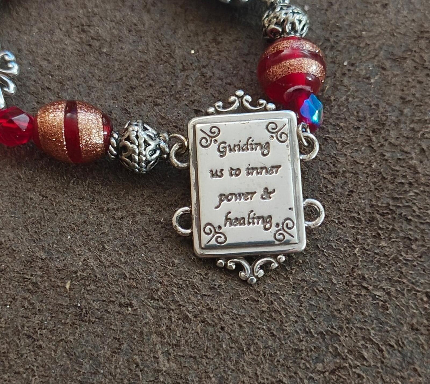 1990s Retired Brighton Silver Plate Portrait Link Bracelet (Peace & Joy Series)