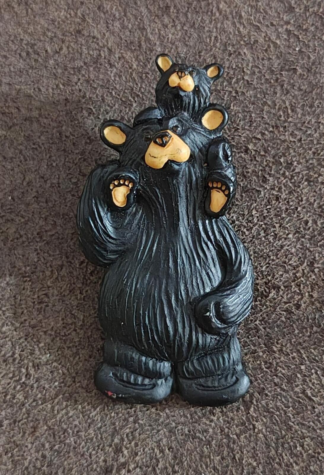 1980s Mama Bear & Baby Black Bear Plastic Pin