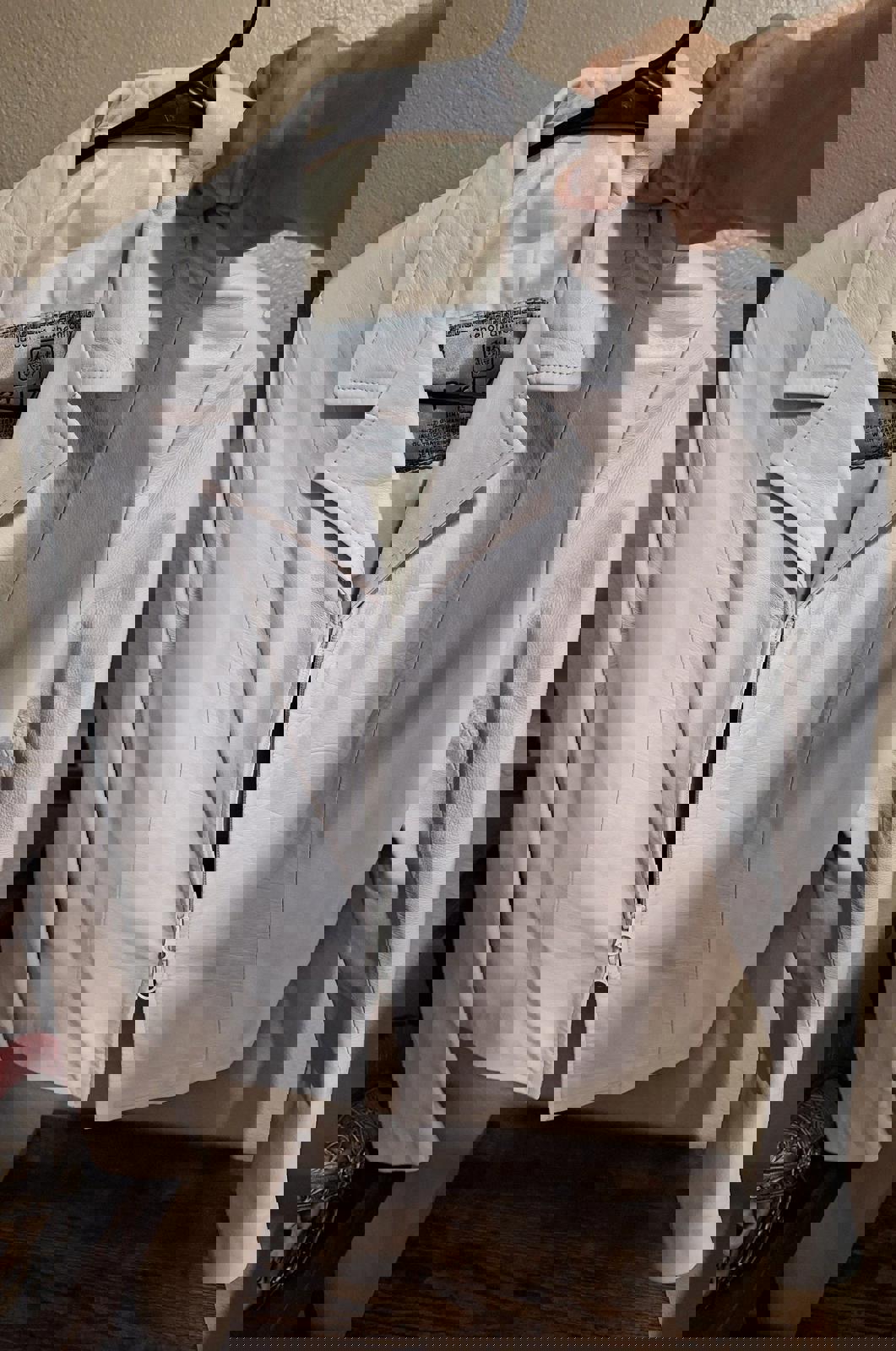 Peruzzi Cream Colored Leather Jacket Made in Florence, Italy